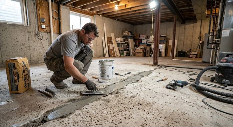 Cracked Basement Floor Repair in Redwood City, CA
